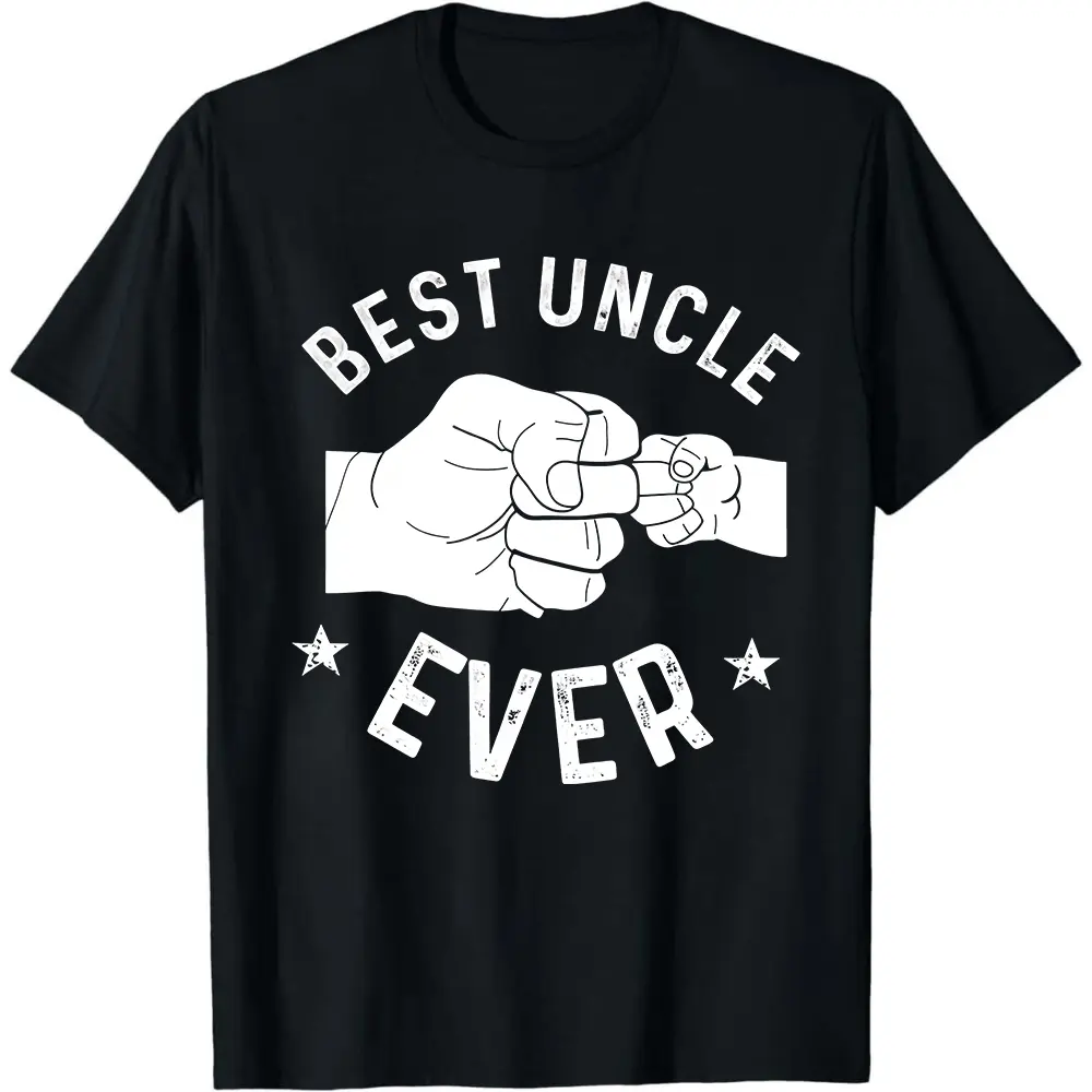 Men’s Black T-Shirt with "BEST UNCLE EVER" Text and Intergenerational Fist Bump