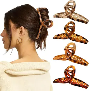 4 count 5.43 Inch Tortoise Shell Claw Clip for Women,  Claw Clips for Thick Long Curly Hair,  Hold Hair Clip, Non-slip Elegant Butterfly Durable Hair Accessories