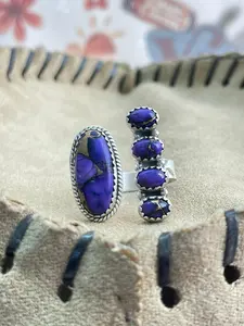 Handmade Sterling Silver Grape Dahlia Adjustable Ring "Signed Nizhoni"