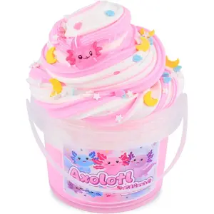 Pink Axolotl Butter Slime Kit, with Fun Slime Add Ins, Soft and Stretchy, Non-Sticky, Scented Slime Kit for Kids, Birthday Gifts for Boys & Girls, Classroom Rewards, DIY Stress Relief Toy