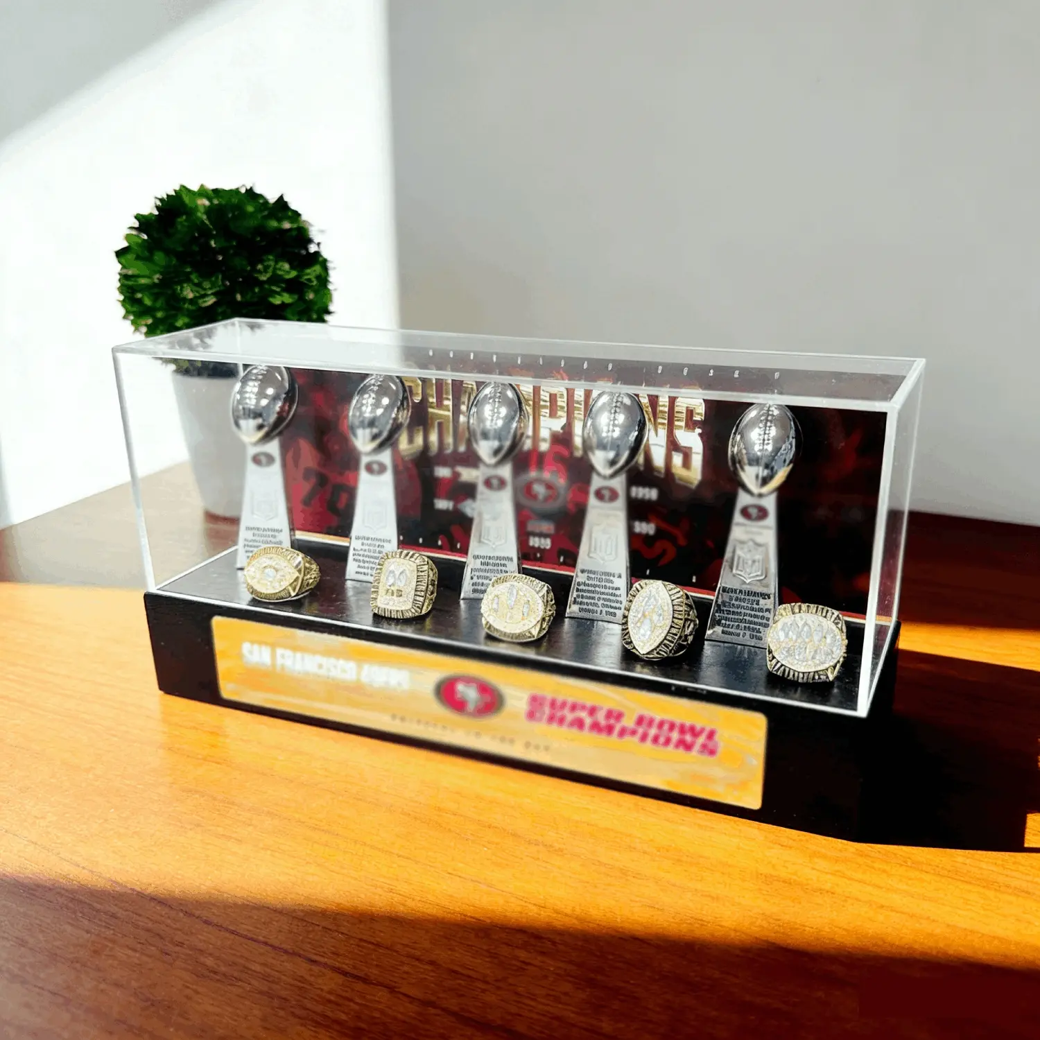 49ers American Football Championship Trophy Set, Collectible, Elegant Display Box, Perfect Sports Award Replica, Ideal Gift for Sport Enthusiasts 1982/1985/1989/1990/1995, Legacy