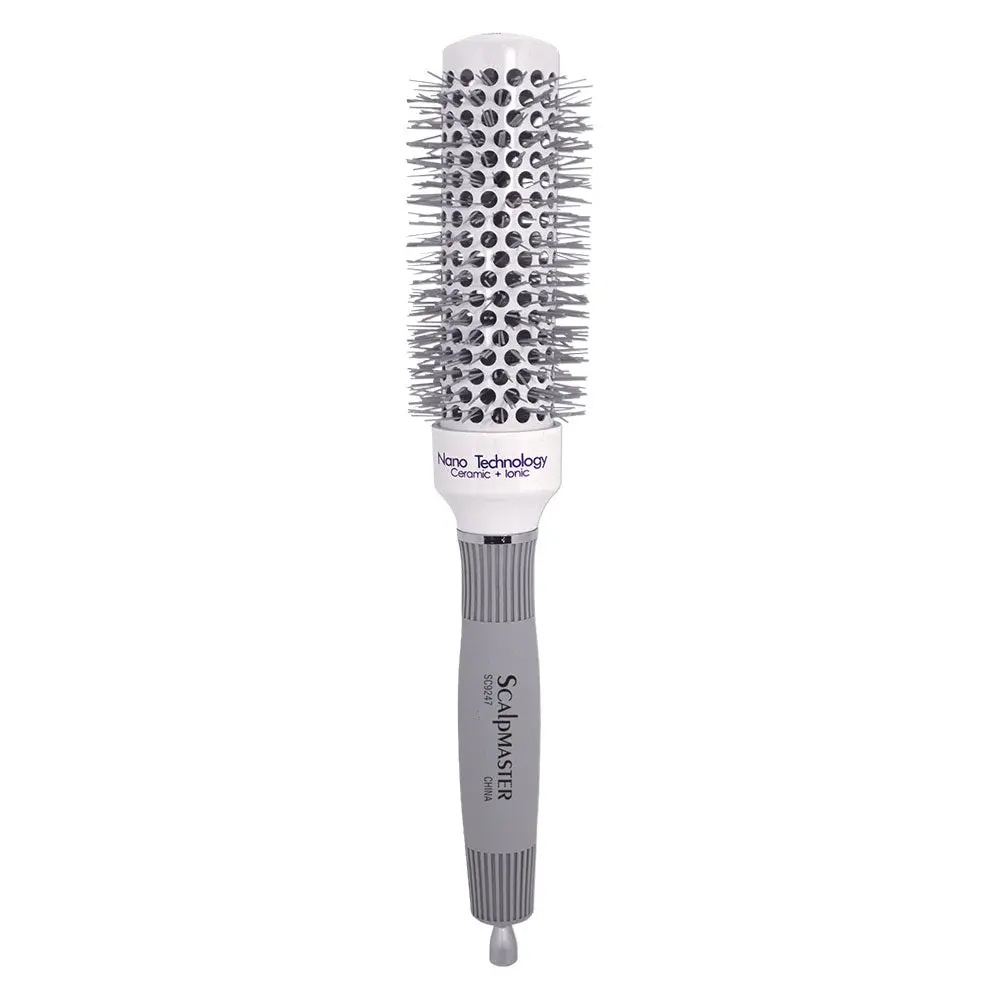 Scalpmaster 2-in-1 Ionic Ceramic Thermal Blowout Brush (2 in) - Ion-Infused Ceramic Vented Barrel, Nylon Bristles, Removable Sectioning Pik, Rubber Non-Slip Design, Frizz Control, Anti-Frizz Quick-Drying At-Home Hair Styling Tool