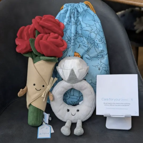 Jellycat Amuseables Diamond Ring Plush Makes a Cute Proposal Gift, Bridal Shower Surprise and Wedding Room Decor
