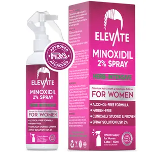Elevate 2% Minoxidil Hair Growth Spray For Women - Regrowth Haircare Comfort Treatment Biotin Growth Serum Fuller Thicker Hair Stop Thinning Hair Loss