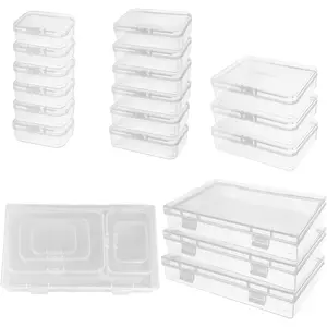 24-Pack Small Clear Plastic Storage Box with Hinged  -  Stackable Box Set for Crafts, Beads &  - Portable Organizers for Drawers & Travel (4 Sizes)