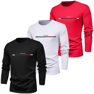 3PCS Men’s Fashion Casual Sports Shirts — Pattern print details, solid color design; simple and comfortable; durable yet stylish; lightweight, soft crew neck long-sleeve T-shirts; skin-friendly stretchy training shirts; stretch quick-dry fitness styles 2