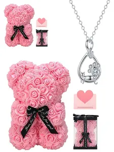 Cat Paw Starry & Eternal Necklace Eternal love cat gemstone pendant, luxury, Exquisite jewelry gift, comes with a preserved rose teddy bear gift box, mysterious gift for birthdays, Mother's Day, Valentine's Day, Christmas