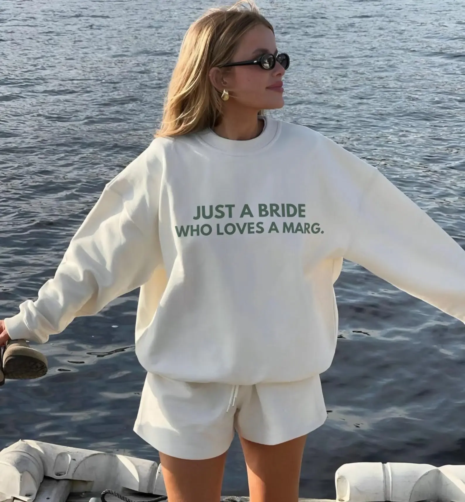 Just A BRIDE Who Loves Margs Sweatshirt - Custom Bride Sweater, Bachelorette Party Funny Bridal Shower Sweatshirt, Wifey Sweater, Hens Jumper