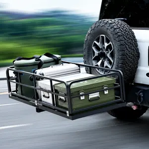 Maximize Your Vehicle’s Cargo Space with Our 750 lbs Folding Hitch-Mounted Cargo Carrier Upgrade your travel and hauling experience with this heavy-duty hitch-mounted cargo basket, engineered for durability, capacity, and convenience. Made to fit any 2-in