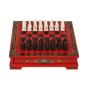 Medium-sized Chess Pieces • Deliberately Aged Three-Dimensional Terracotta Army • Wooden Tabletop Pieces • 26*26cm/10.24*10.24inch