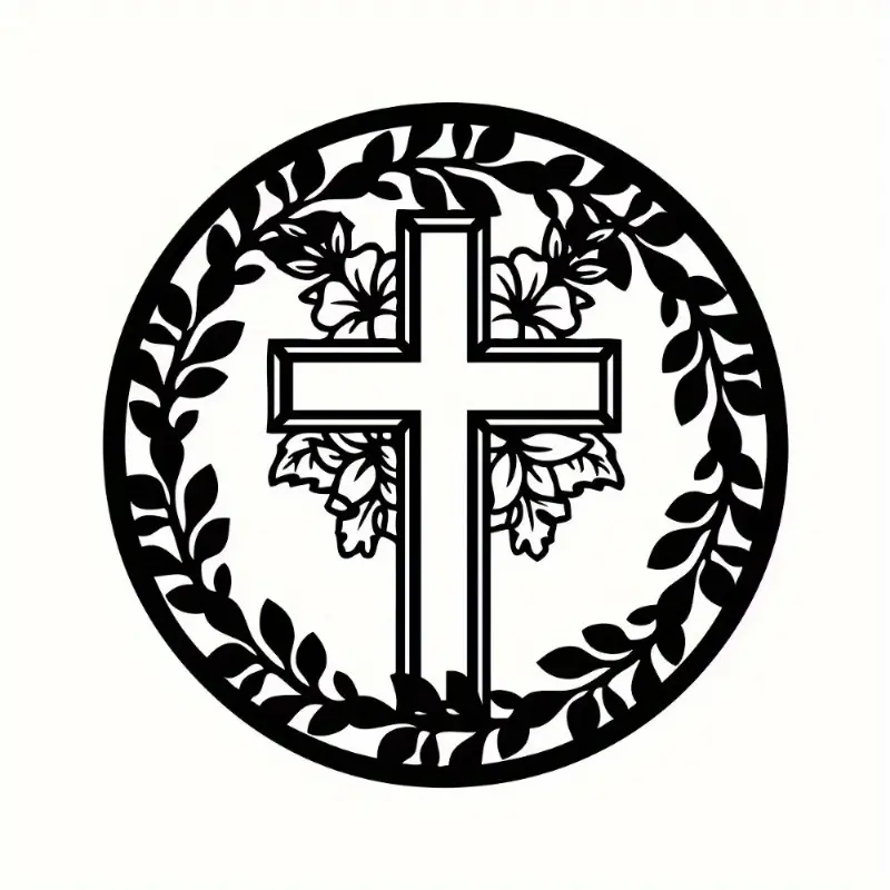 Inspiring Easter Front Door Cross Wreath: Ornamental Pendant for Outdoor Decor - Delightful Easter Sign