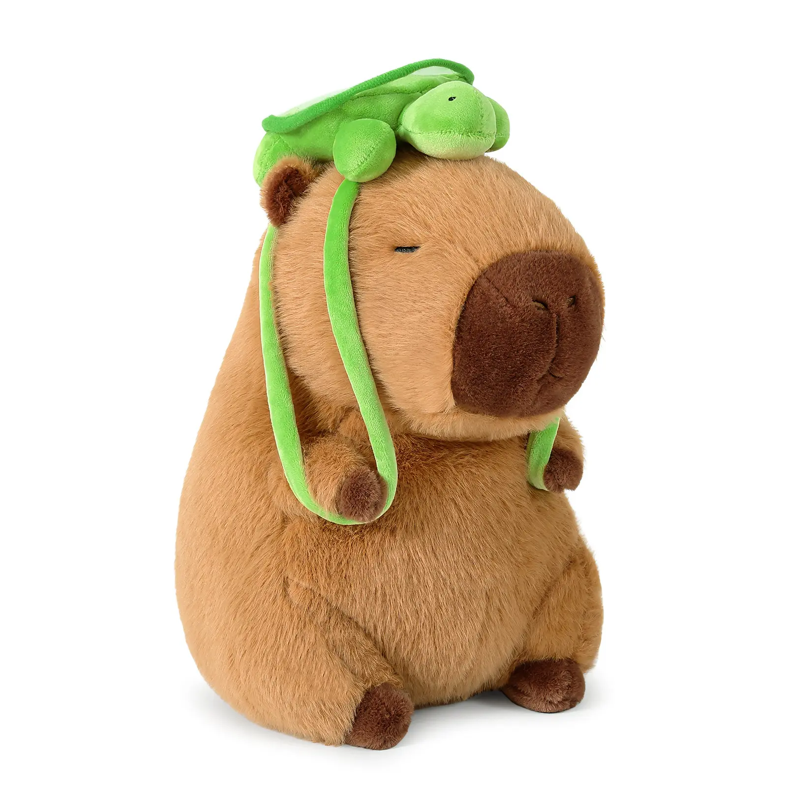 Kawaii Capybara Plush with Turtle Backpack, 3 Sizes - 25/35/45cm, Polyester Fiber Fill, Room Decor Gift