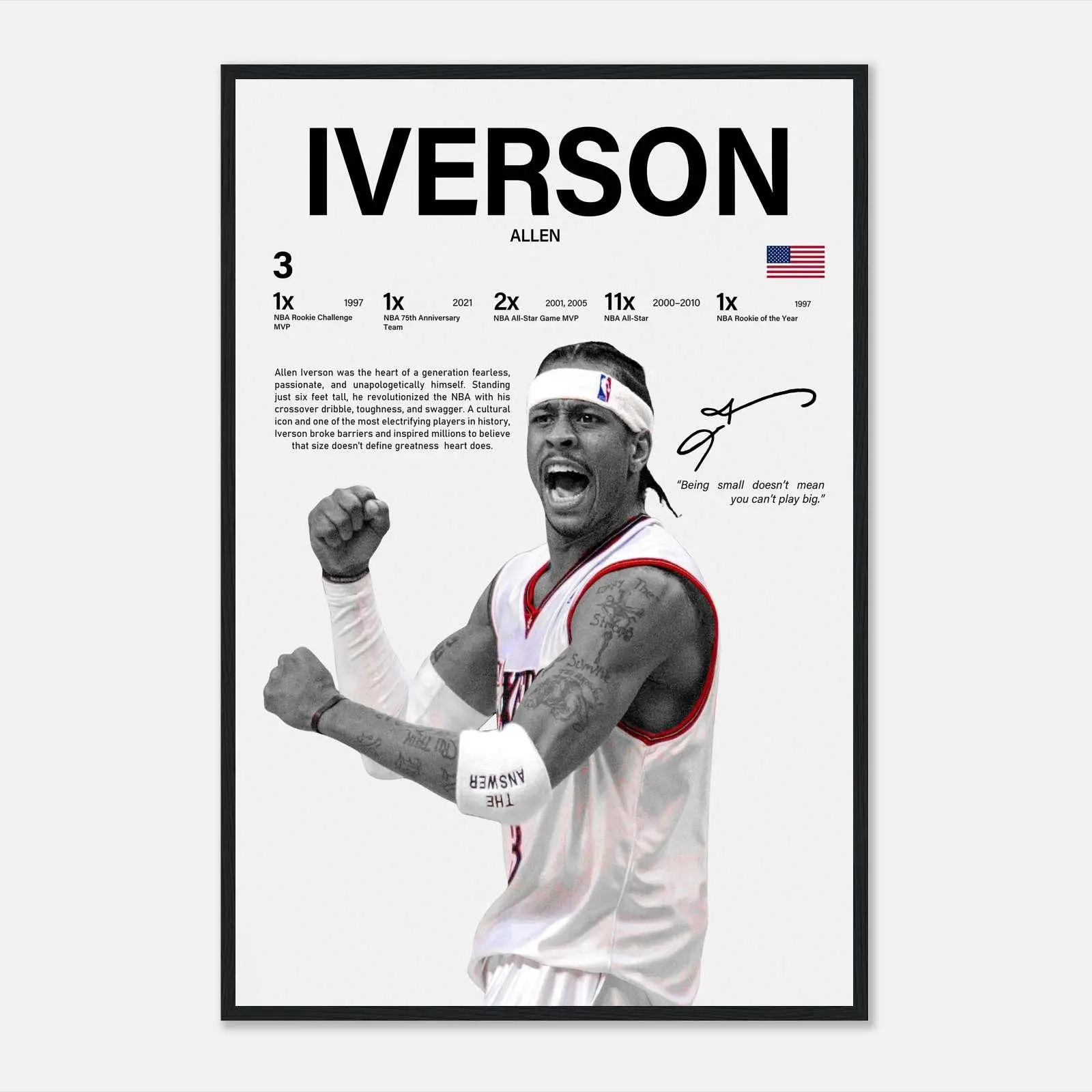 Allen Iverson Poster, Sports Poster, Basketball Player Poster, Basketball Poster