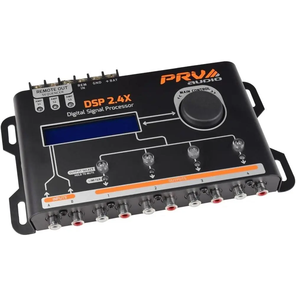 Car DSP 2.4X Digital Crossover and Equalizer 4 Channel Full Digital Signal Processor DSP with Sequencer Remote Relay
