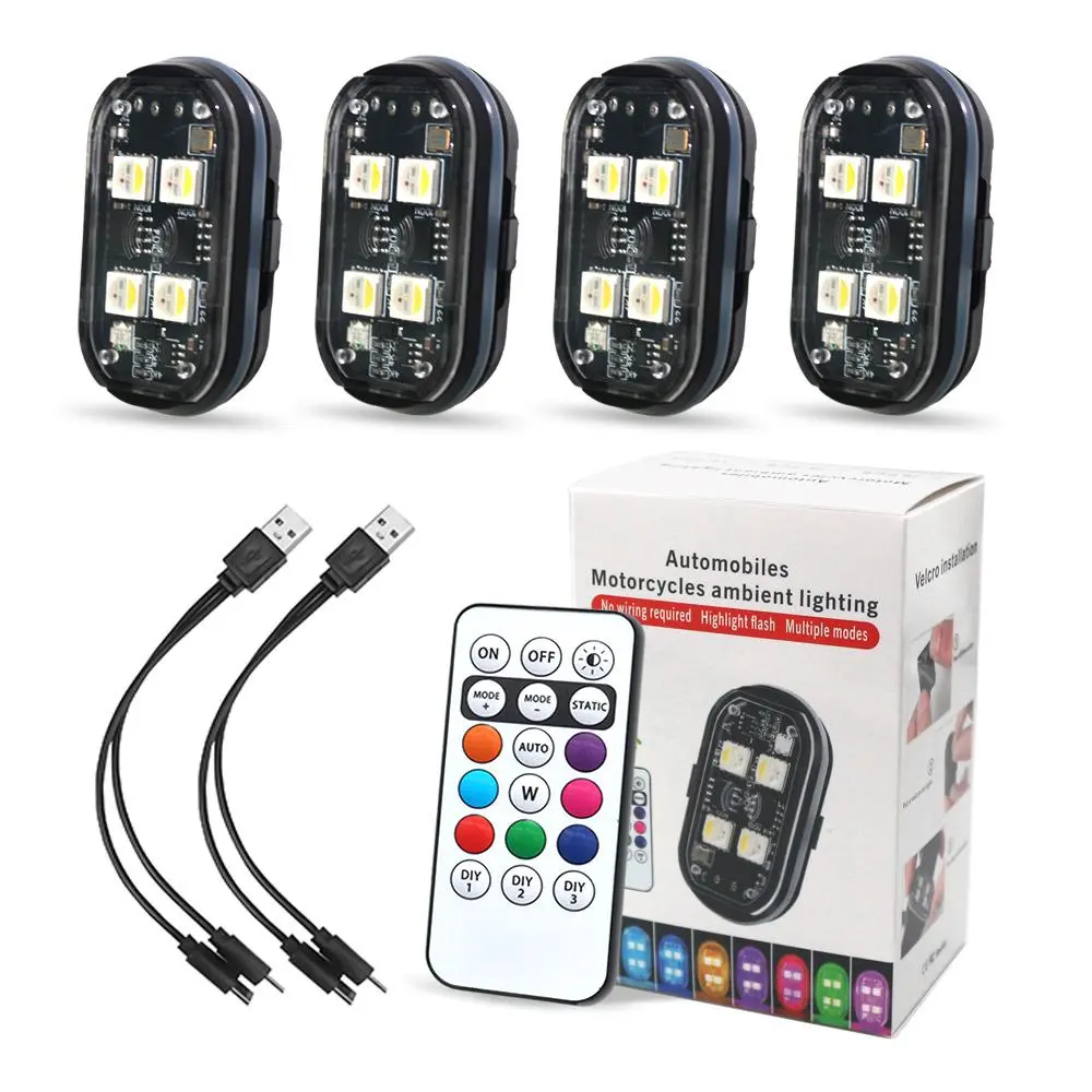 Rechargeable Car Interior Decorative Light, Remote Control Car Interior Ambient Light, Car Decorative Light, Auto Decorative Light, Car LED Light, Car Accessories, Interior Car Lights, Car Lighting Accessories