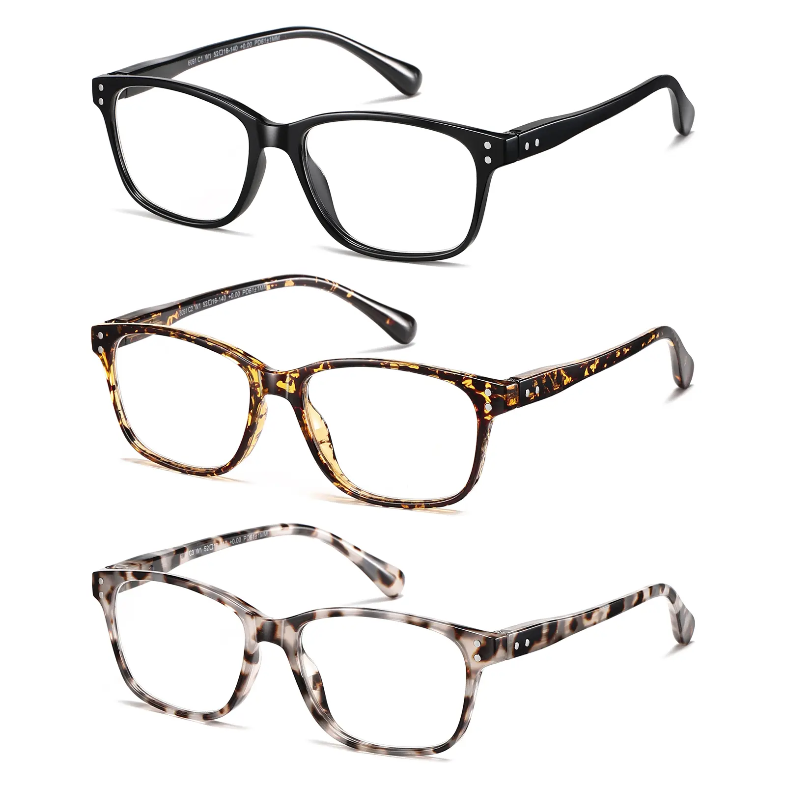 Reading Glasses Women Men Anti Glare Blue Light Computer Readers Stylish Unbreakable Spring Hinge Eyewear lenses 3Pcs（Black+Demi+Whitetortoiseshell）