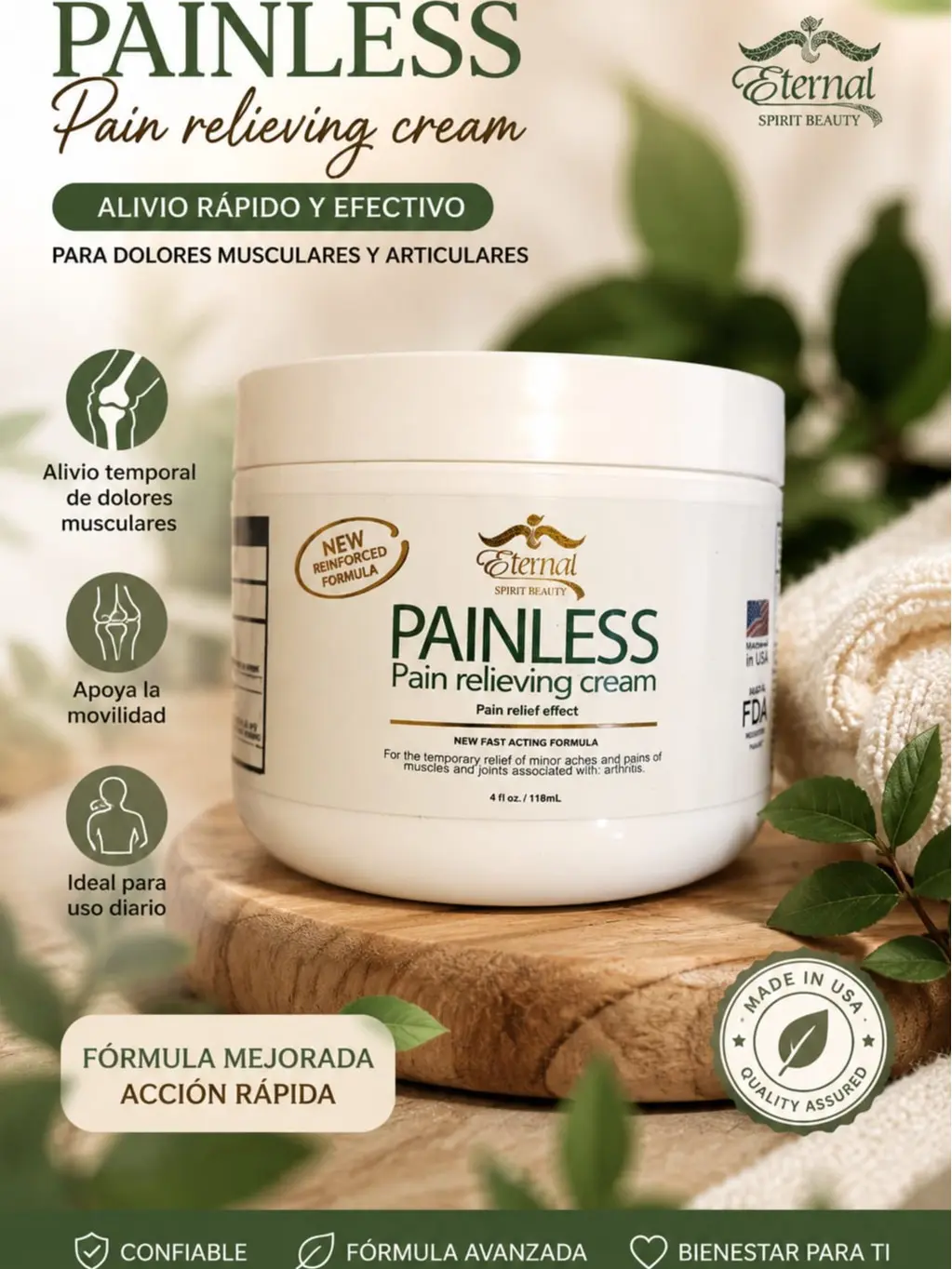 Eternal Spirit Beauty,Arnica cream and Mentol Menthol Soothing, Foot Cream, Us Foot Care Product Foot Healing Cream Foot Moisturizer, Normal, Arnica Helps Calm Tired, Swollen Feet