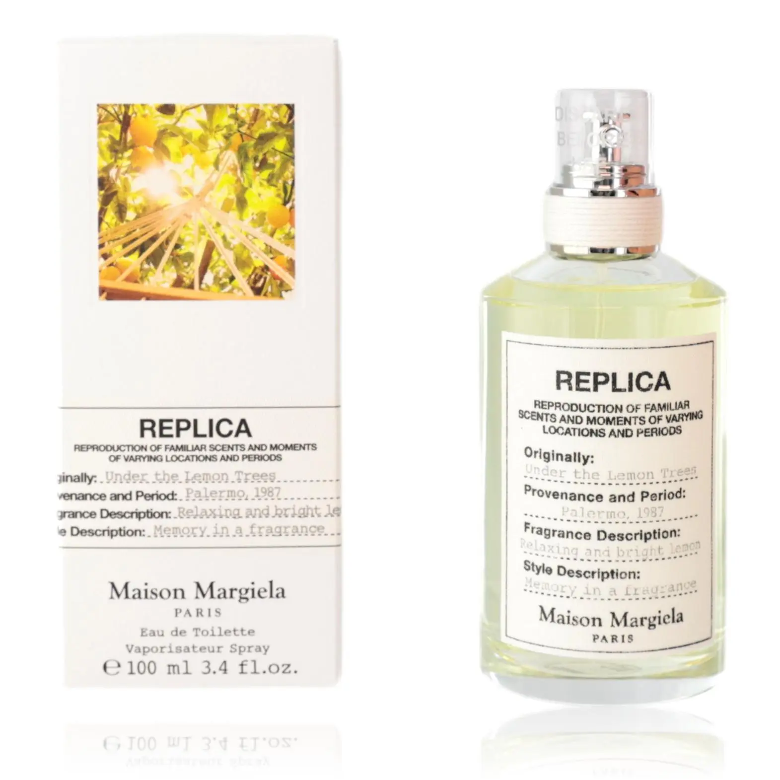 Unisex Maison Margiela Replica Under The Lemon Trees Signature Scent Niche Perfume - 3.4oz (3.0 to 5.9 fl. oz.) EDT Spray with Lime Blend, Bottle