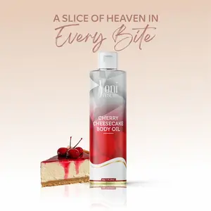 Cherry Cheesecake Body Oil, 4oz, with Apricot, Jojoba, Avocado Oils & Vitamin E Oil, Fast-Absorbing, Nourishes and Hydrates Skin, Body Care, jasmine and saffron layer Fragrance Moisturizer Hydrating