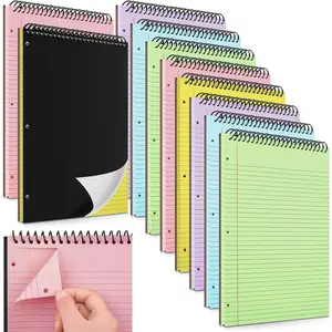 10 Pack 8.5" x 11" Top Spiral Notebook with 3 Hole Punched Multicolor Legal Pads College Ruled Notepad 50 Sheets Hard Cardboard Paper Wirebound Notepad for Office School Business