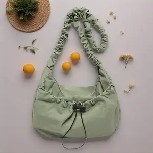 MOJOYCE Ruched Shoulder Handbag Adjustable Strap Pleated Crossbody Large Capacity Drawstring Satchel Bag for Women Casual Tote