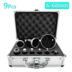 9Pcs 6-68mm M14 Thread Porcelain Tiles Crowns Cutting Tools Diamond Cup Saw Marble Hole Saw Dry Drill Bit Set Granite Cutter Tool Accessories