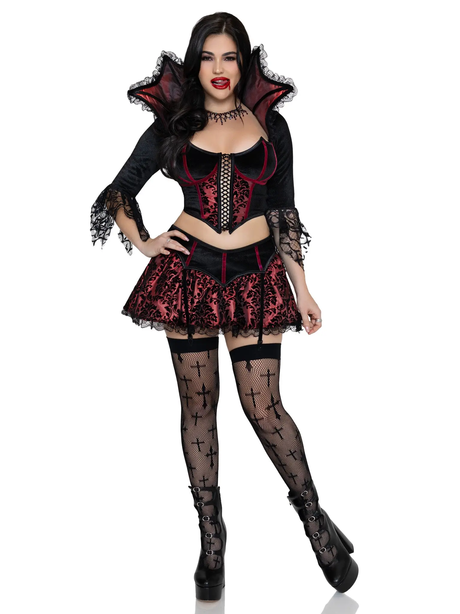 Leg Avenue Lady's Sexy Vampire Costume, Polyester Fabric with Lace Skirt