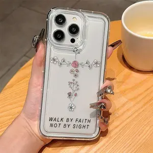 Flower Pattern Phone Case, Clear Phone Case, Anti-drop Cellphone Protective Case for iPhone 11 12 13 14 15 16 Pro Max/Pro/Plus, Cover