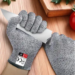 Level 5 Cut Resistant Gloves, Food Grade Breathable Work Gloves with Non-Slip Grip, Safety Hand Protection for Kitchen Mandoline Slicing, Meat Cutting, Oyster Shucking & Wood Carving, Washable