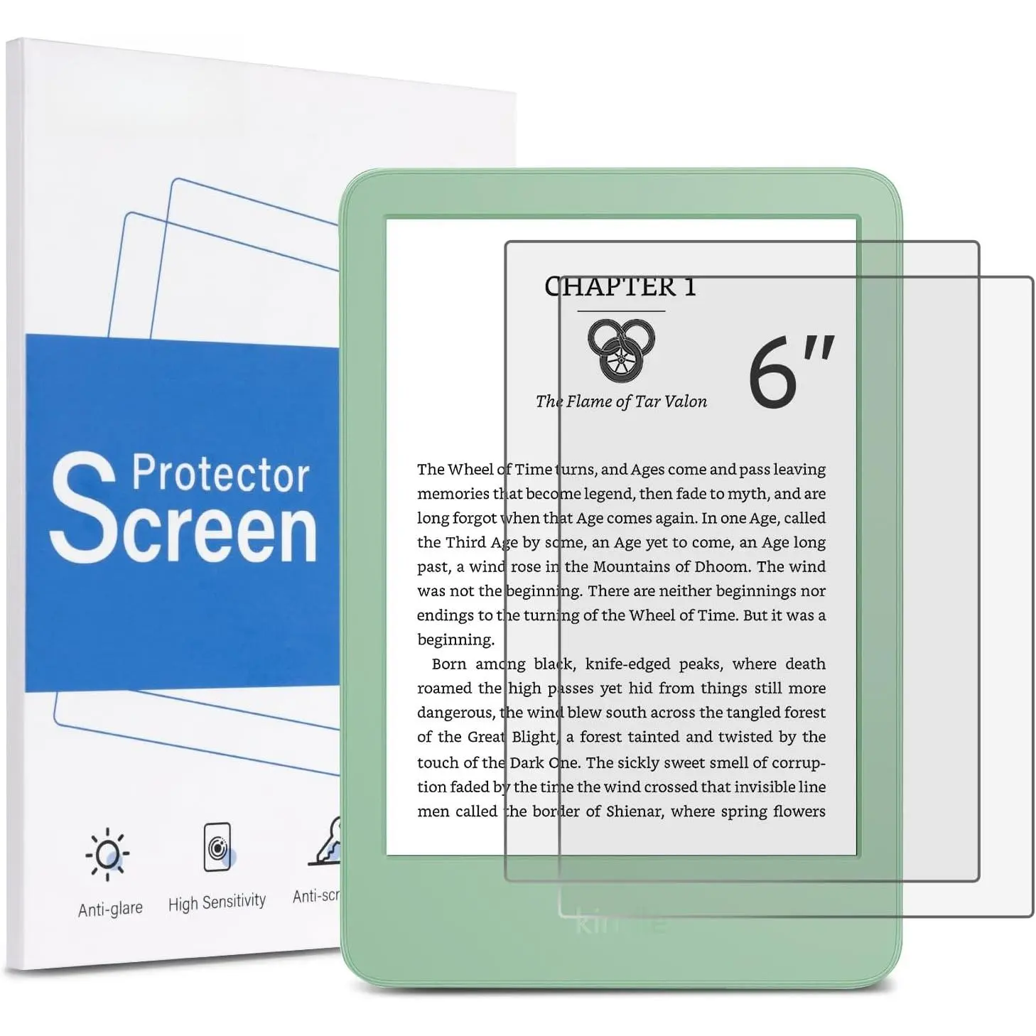 2 Pack Tempered Glass Tablet Screen Protector X-PCS04 - 9H Hardness, Fingerprint-Resistant, Anti-Bubble, Easy Installation for 6" Kindle 2022 (11th Gen), 2024 Kindle, Kobo Nia, PocketBook Electronics Accessories, Microfiber Cloth, Alcohol Wipes