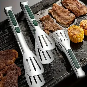 3-Piece Stainless Steel BBQ Tongs Set - Durable, Food-Grade, Safe for Direct Food Contact, Ideal for Grilling Steak, Corn, and More