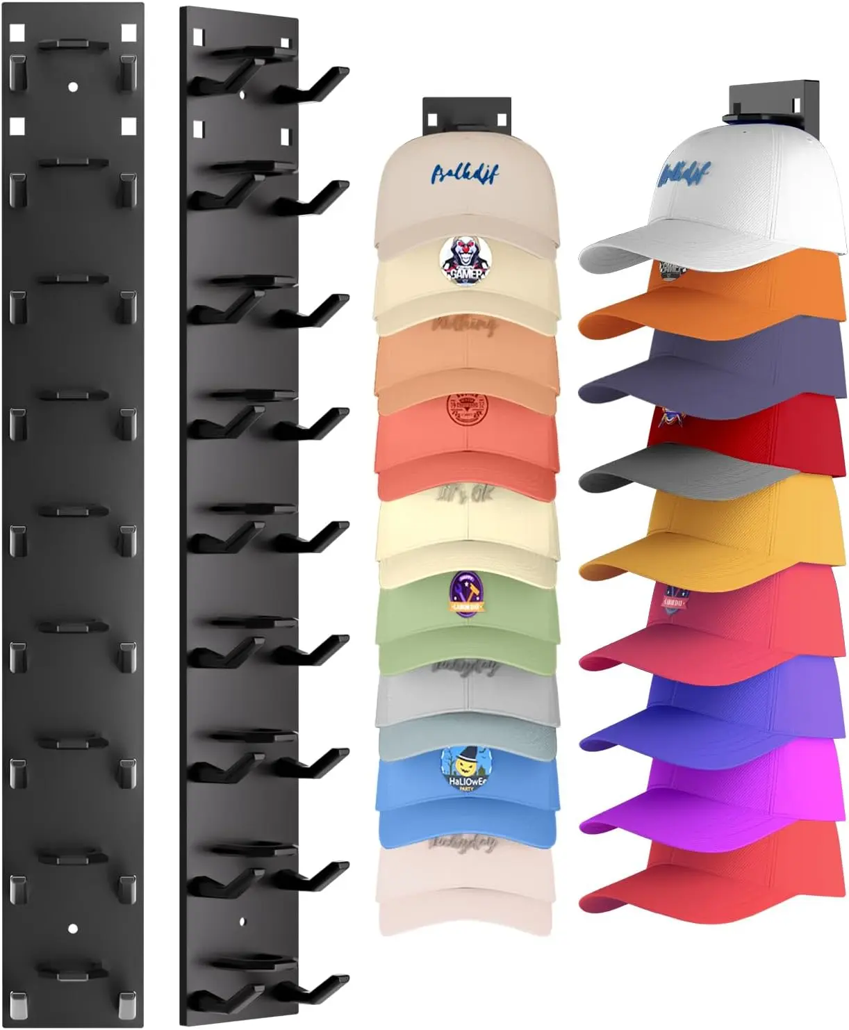 Hat Organizer for Baseball Caps 2Pack Wall Mount Hat Rack Holds up to 18 Hats Multilayer Display for Door Closet Cap Storage