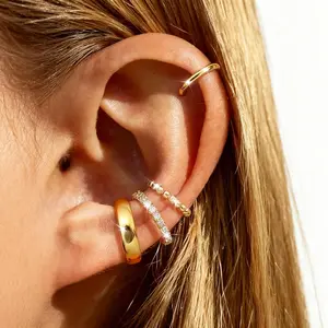 CASAIECA  14K Gold Plated Ear Cuff Earrings for Women Non Piercing - Hypoallergenic Ear Cuffs 14K Silver/Gold Plated Non Tarnish Clip on Cartilage Earrings Fake Earring Set Trendy Jewelry, Daily Wear Summervibes