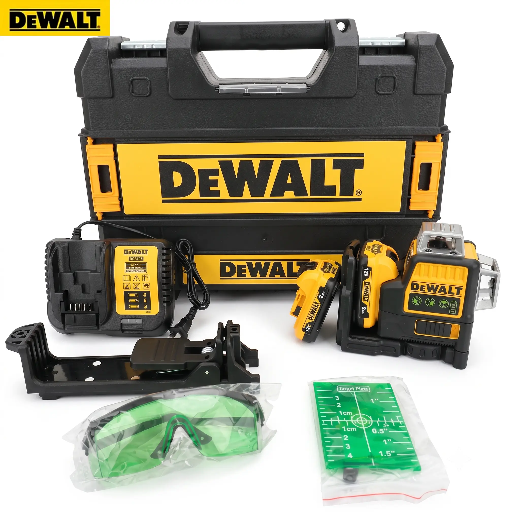 DEWALT Professional 089 Multi-Line Laser Level Kit - Multipurpose Electronic Laser Work Tool with Dual-Side Magnetic Bracket, Fine Tuning Knob, ±3mm/10m Precision, Precise Adjustments for Partition Construction, Masonry Heavy-Duty Battery-Powered Tasks