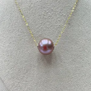 Freshwater Pearl Natural Purple Edison Pearl Roadway Pendant S925 Pure Silver Necklace 11-12mm 18inches Classic Fashion Versatile Popular
