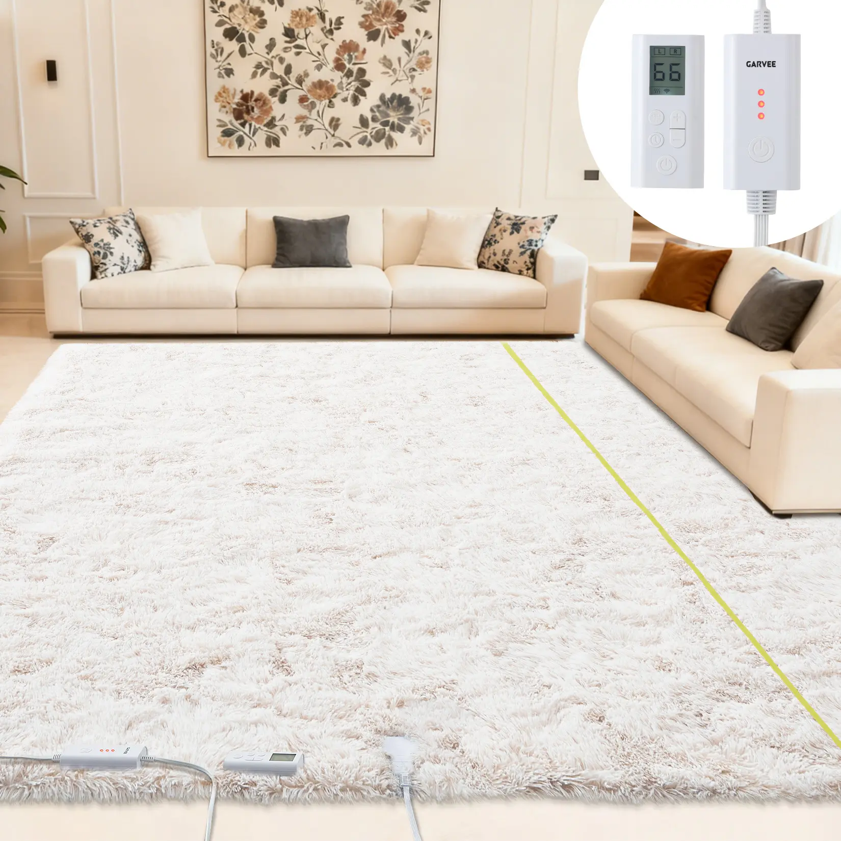 Heated Floor Mat with Timer and Fast Warm Up, Soft Plush Electric Warming Carpet for Home Office, Gaming Desk, and Living Room