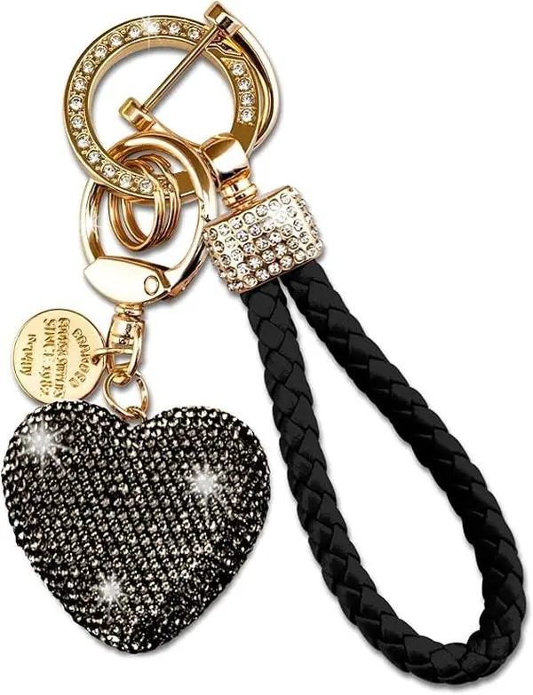 Heart Keychain Wristlet Bling Keychains For Women Girls Key Chain For Car Keys Purse Charms Handbag Backpack Accessories