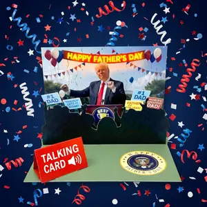 Funny Talking Pop Up Fathers Day Card with Lights & Sound, Plays Heartfelt Voice Message, 3D Pop-Up Scene with Podium & Cheering Crowd, Funny Novelty Father's Day Card from Son, Daughter, or Wife