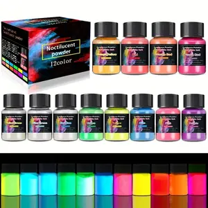 Glow in the Dark Pigment Powder Set, 12 Color Luminous Powders for Epoxy Resin, Fine Arts, Crafts, Nail Art, Halloween & Party Decorations