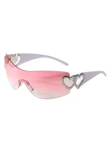 Viral Y2K Aesthetic Heart Sunglasses Women Unframed Retro Sun Glasses for Face Shaping UV400 Blocking Outdoor Street Style