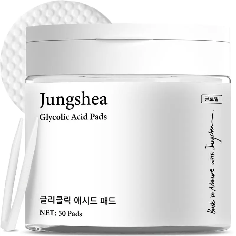 JUNGSHEA Glycolic Acid Exfoliating Pads for Face & Body - Tea Tree AHA Resurfacing Oily Skin Face Scrubs & Peels, Gentle Dead Skin Remover, Hydrating Clogged Pores Solution, Texture Enhancer, Hydrate, At-Home Facial, Oil Control, Anti Wrinkle, Smooth Skin