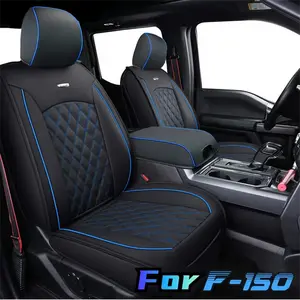 KOLZIIS Ford F150 Seat Covers for 2015-2024 F150 SuperCrew/CrewCab 5 Slip-Over Style Headrest Covers & 60/40 Split Rear Bench Cover Car Interior Kit