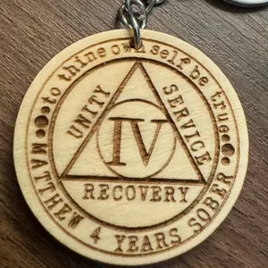 Personalized Sobriety Recovery Anniversary Medallion Keychain - Perfect Gift for Alcoholics Anonymous Members