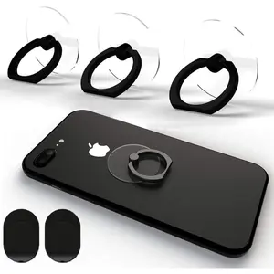 Transparent Phone Ring Holder Grip  360  Free Rotation, Clear Cell Phone Finger Ring Kick-Stand Compatible with  14 13 12 X Plus, Galaxy S23 S22 Edge (Black)