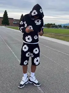 DENIM TEARS Cotton Cotton Flower Foam Printed Shorts TEARS American High Street Casual Sweatshirt Women Men's