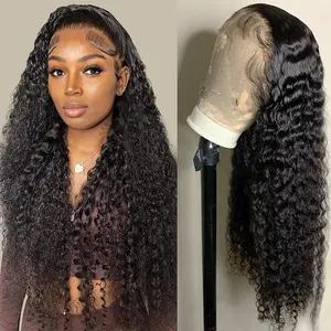 Deep Wave 13X6 Lace Front Wigs Human Hair Wigs Transparent Lace Frontal Wigs Human Hair Lace Front Wigs 180% Density Natural Color