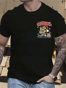 American-style trendy hip-hop printed heavy-duty short-sleeve T-shirt, high street loose fit, unisex couple's wear, half-sleeve top, ins