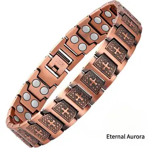 99.9%pure copper, magnetic cross with 3500 Gauss magnets, adjustable with an adjuster included, hypoallergenic for wellness and health, suitable for gifting to yourself, your loved one, and father, a strong bracelet for men, magnetic field therapy jewelry
