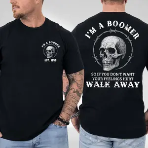 I'm A Boomer 2 Sided T Shirt, Custom Year Baby Boomer Generation T-Shirt full color full size for men and women Comfort Cotton Top, Menswear Classic Collar Shirt