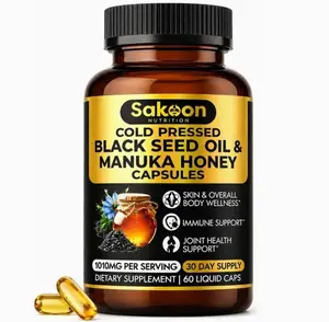 Black Seed Oil Capsules - With New Zealand Manuka Honey, Cold Pressed Turkish Nigella Sativa Oil, 2% Thymoquinone, Immune & Digestive Support, Made in USA, 60 Count, 1010mg per serving